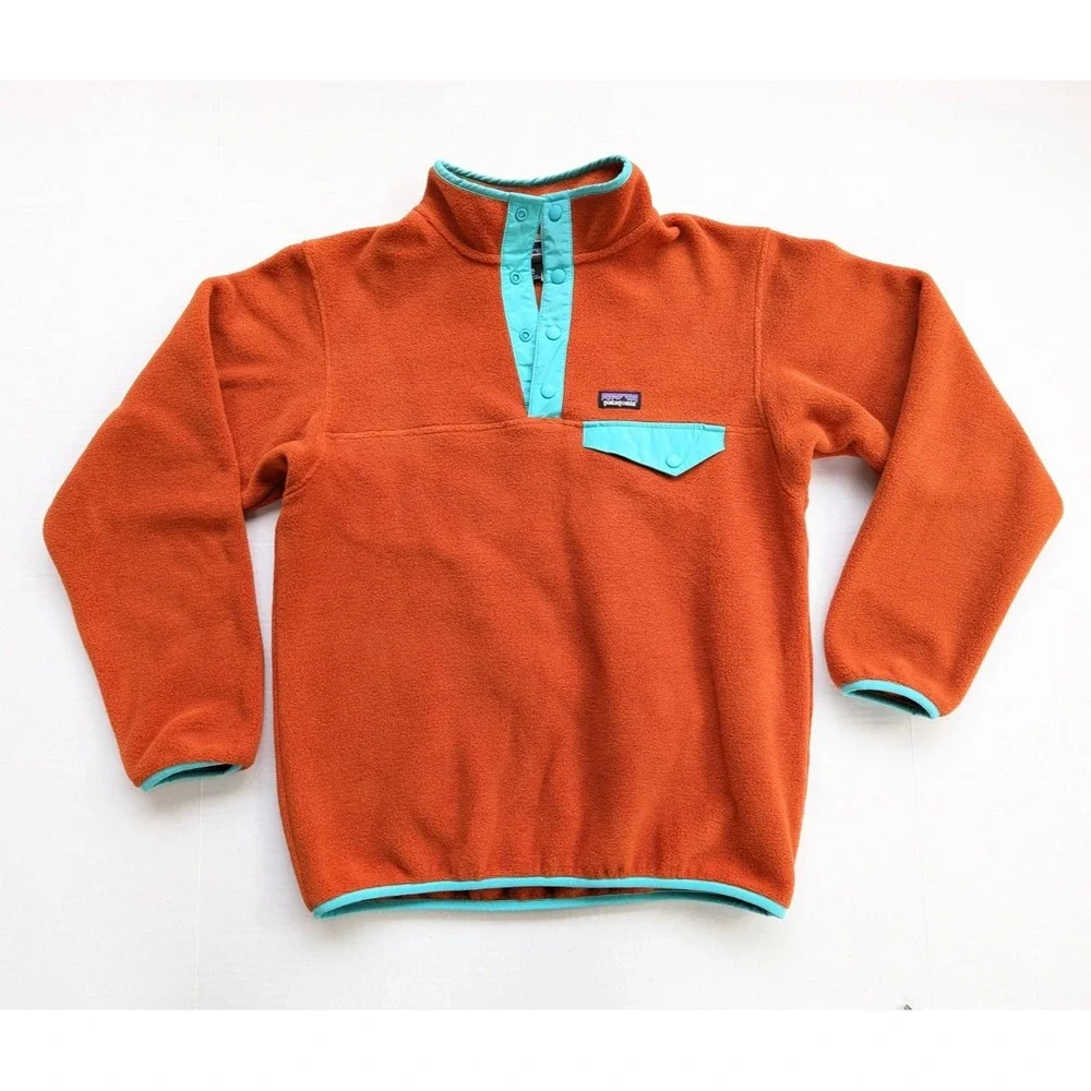 Kids XL Patagonia Lightweight Synchilla Snap-T Fleece Jacket Orange 65572